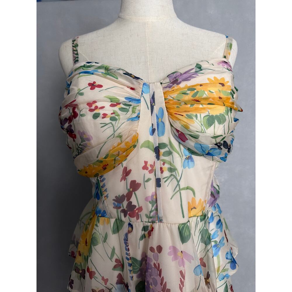 B. Darlin Plus Chiffon Mini Dress Tiered Floral Women's Cream Size 20W NEW - Picture 3 of 12